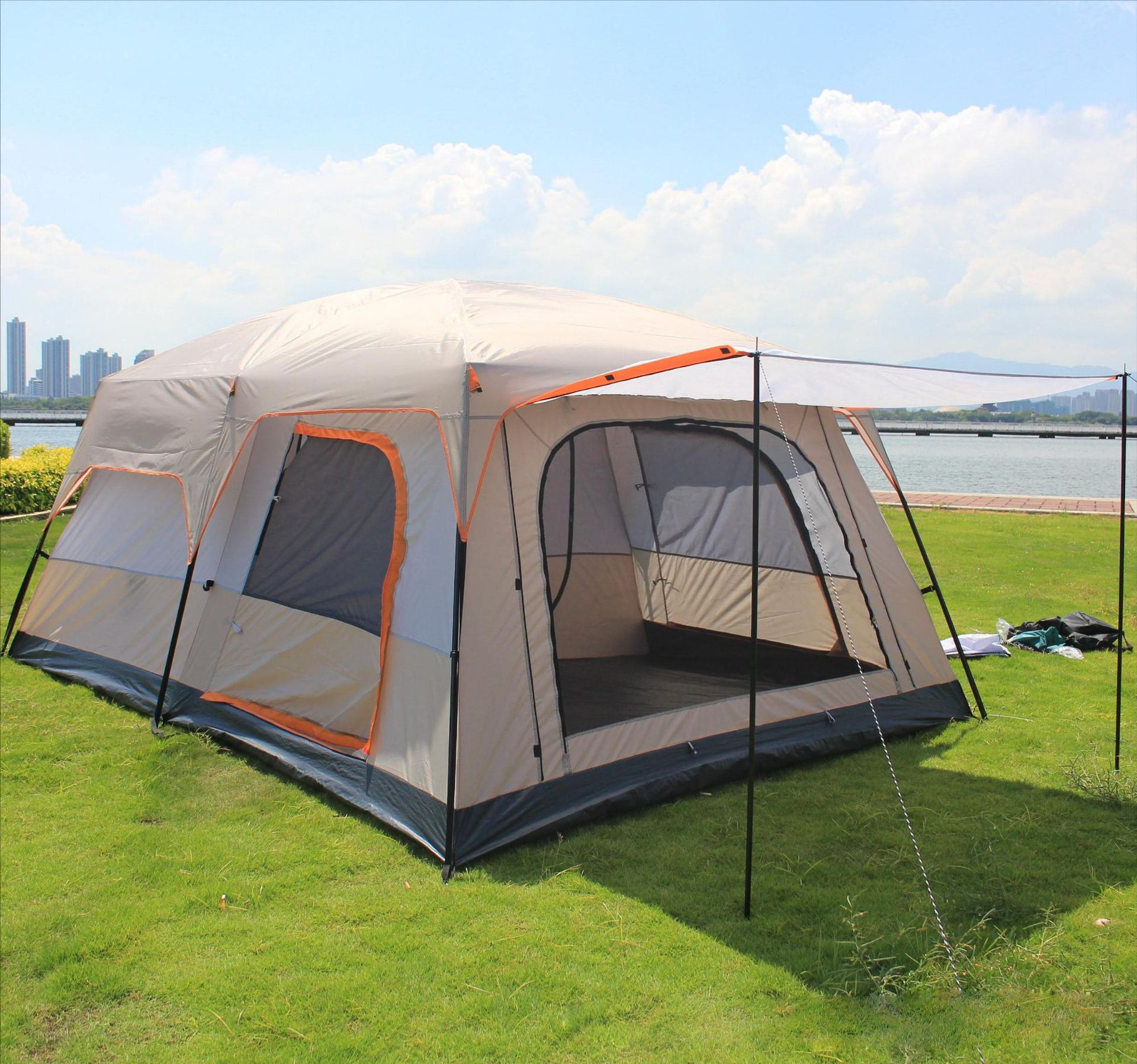 Three Room Multiple Use Polyester Oxford 210D Family Camping Tent 8 Person Big Tent For Event