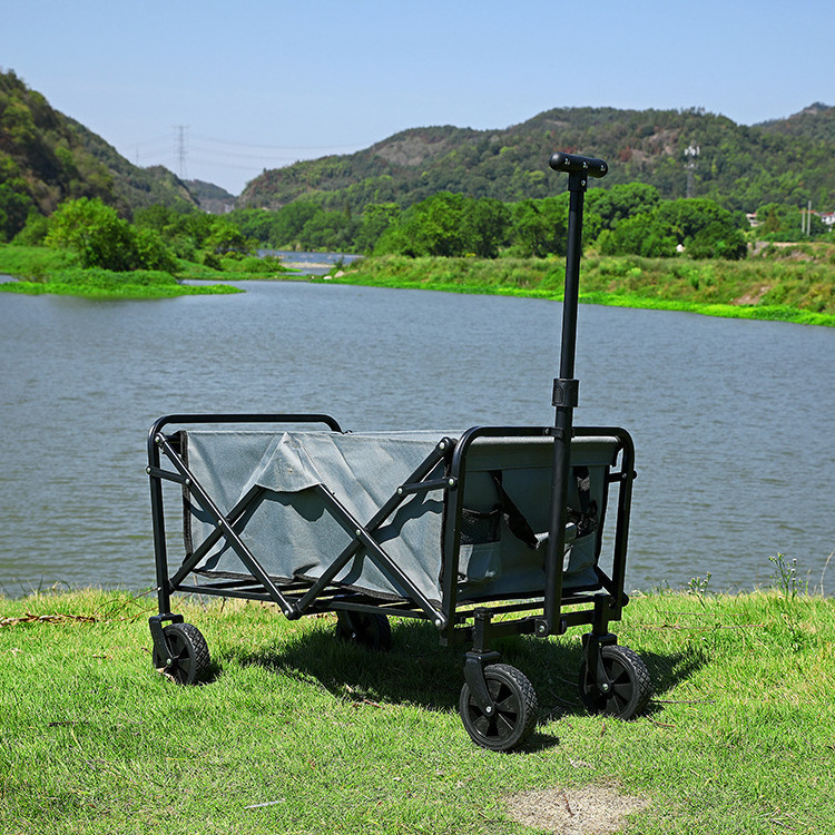 Collapsible Folding Garden Cart Outdoor wide wheel Wagon Custom logo Cart Foldable beach wagon big wheels For Camping