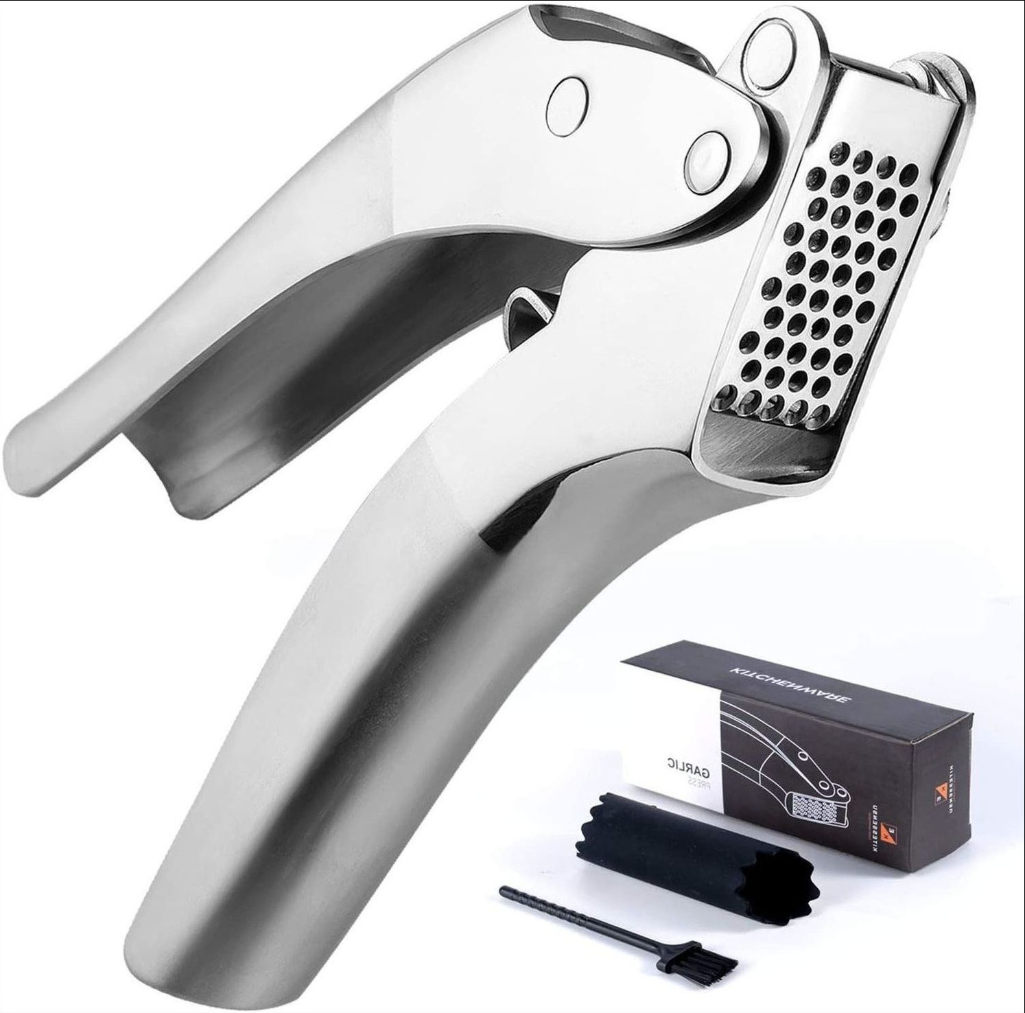 Professional Heavy Duty Sturdy Stainless Steel Garlic Press Crusher Rocker Peeled Squeezer for Kitchen