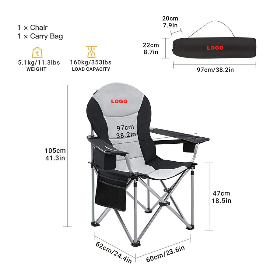 Outdoor Chair Seat Backpack Portable Chairs with Carrying Bag Oxford Steel Foldable Fishing Camping Chair