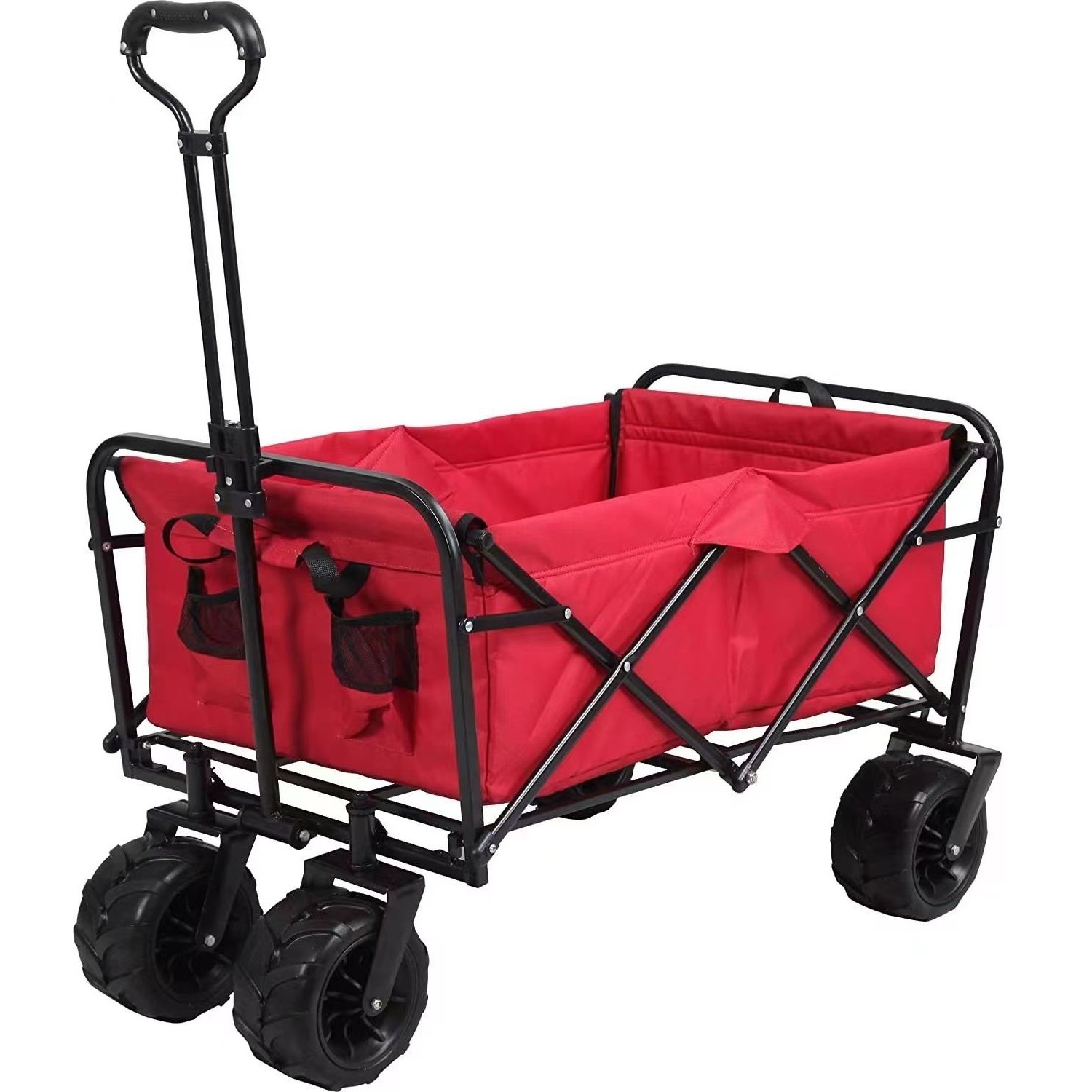 Collapsible Folding Garden Cart Outdoor wide wheel Wagon Custom logo Cart Foldable beach wagon big wheels For Camping