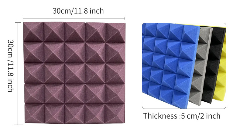 High Density Decorative Wall Soundproof Studio Sound Dampening Foam Acoustic Pyramid Foam Acoustic Panels