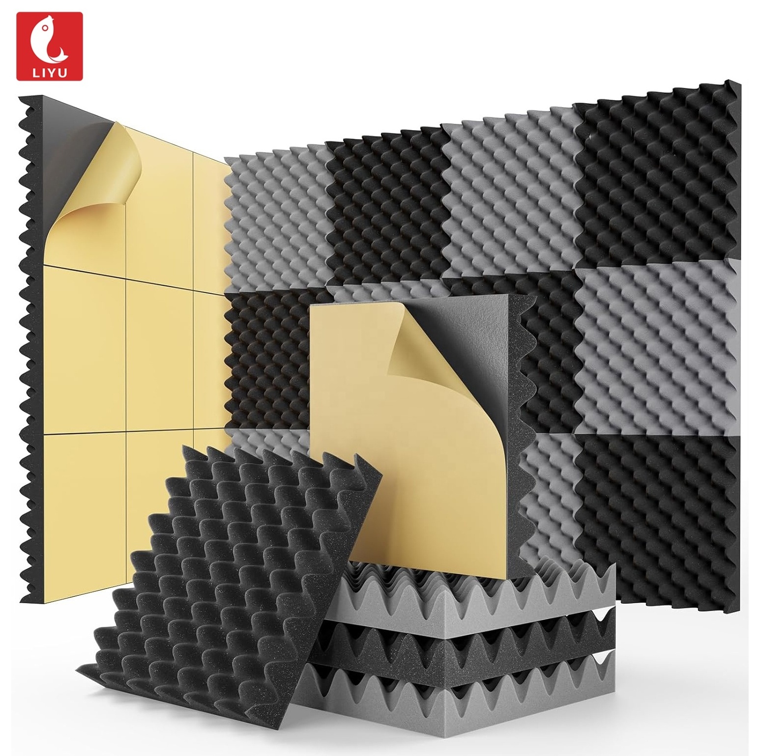 Popular Wholesale Sound Absorbing Board Acoustic Diffuser wedge-shaped Foam Panels black