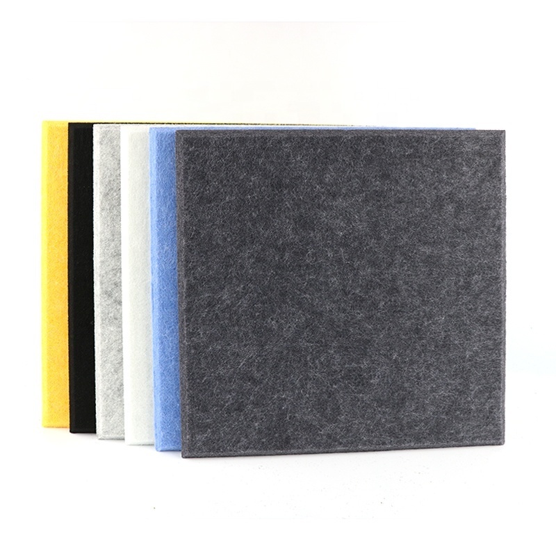 9mm Flame retardant polyester fiber board sound absorbing felt tiles square acoustic panels for Home decoration