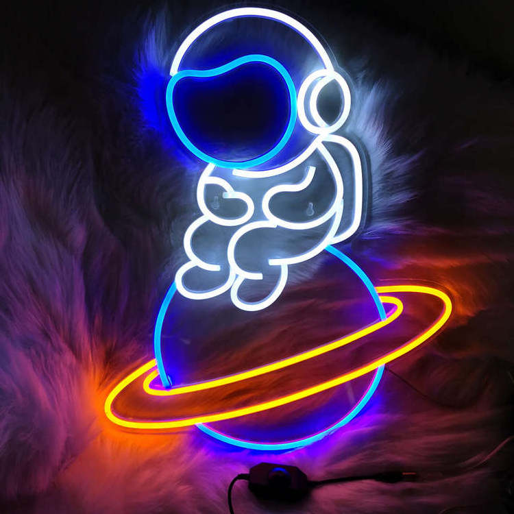 Adjustable Brightness Wall Decor 3D Art Alien Astronaut Neon Light Spaceman LED Neon Signs for Man Cave, Kids Room