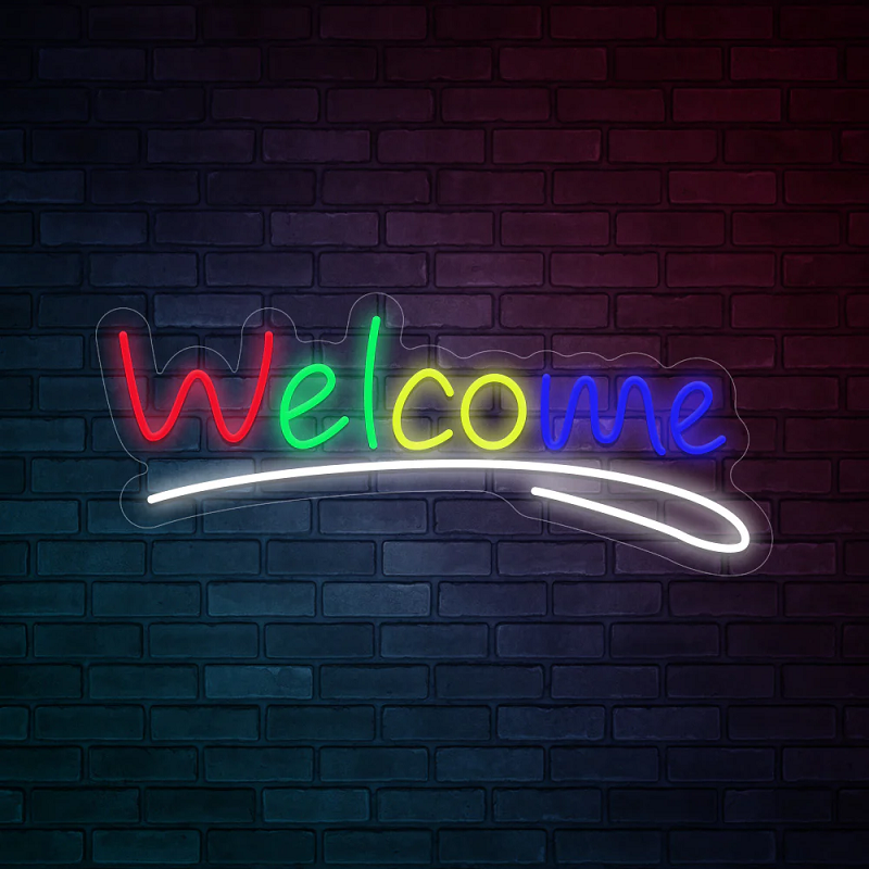 Neon sign open welcome solar open led neon sign lights for business shop