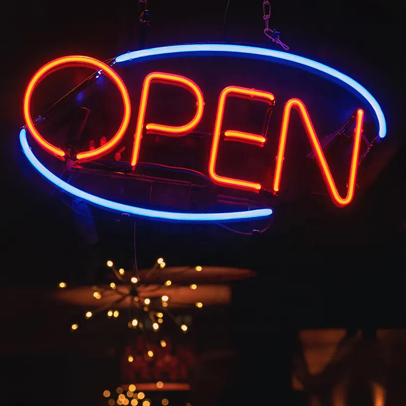 Neon sign open welcome solar open led neon sign lights for business shop