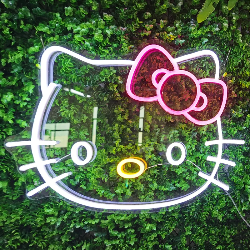 Personalized rgb hello kitty neon flexible strip light custom room design neon light