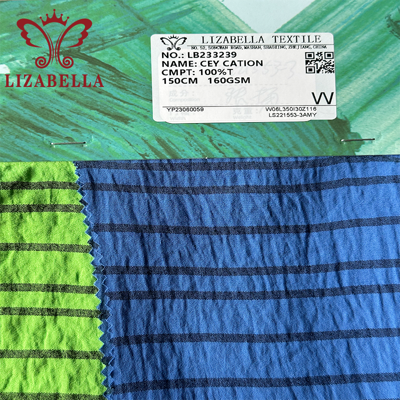 Shaoxing Lizabella Best Quality Wholesale Cey Cation Woven Fabrics for Clothing Dresses 100% Polyester Fabric GRS Sofa Textile