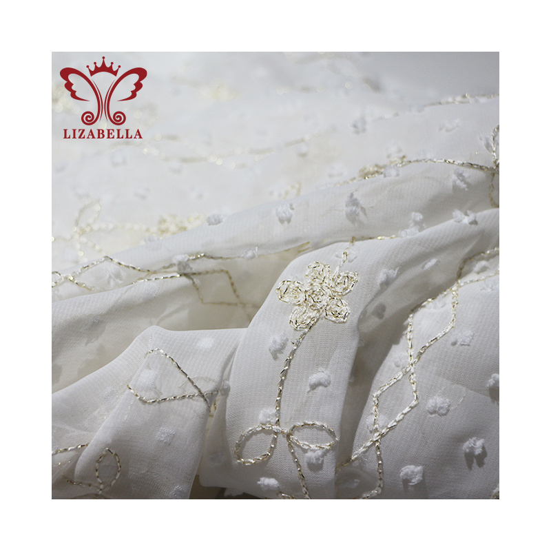 High quality Chiffon Jacquard Embroidery Fabric Muslim Jacquard Brocade Fabric