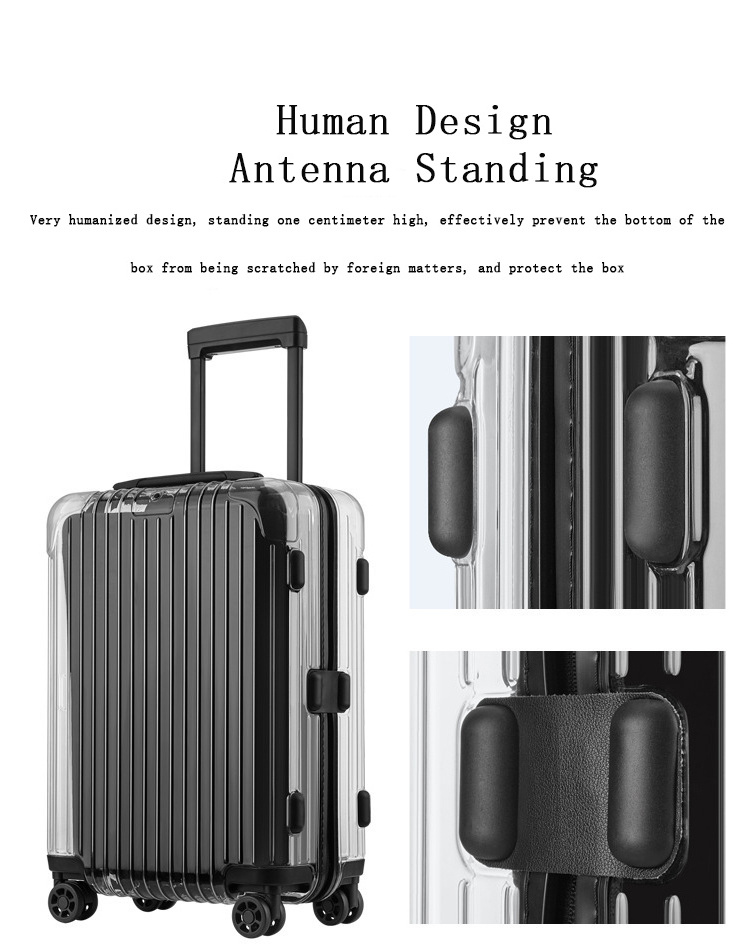 PVC transparent suitcase with waterproof and wear-resistant protection for travel luggage