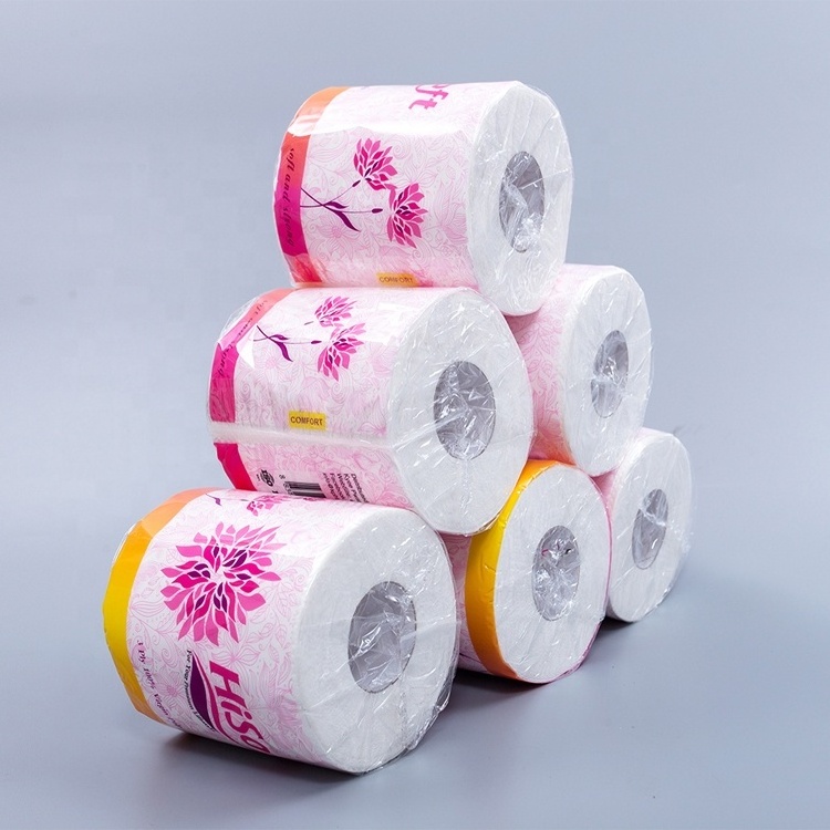 OEM Brand Toilet Tissue Paper Roll Flower Customized Wood Layer Pulp Embossing hygienic paper bamboo tissue paper