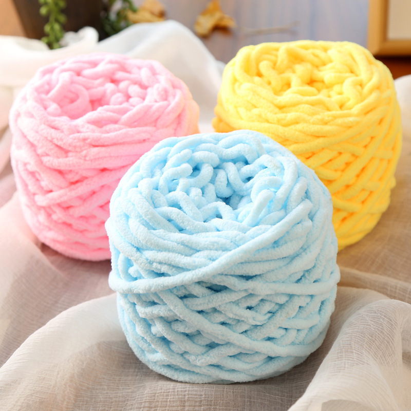 100% Polyester 100g/ball 0.8cm thick bulky chenille chunky yarn for crochet hand knitting