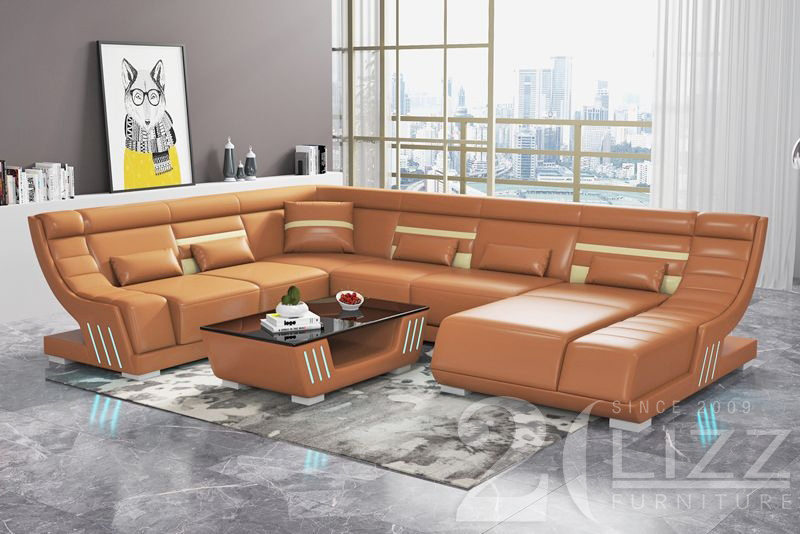 Wholesale Latest Design Couches Living Room Bonded Leather Sectional Sofa Set