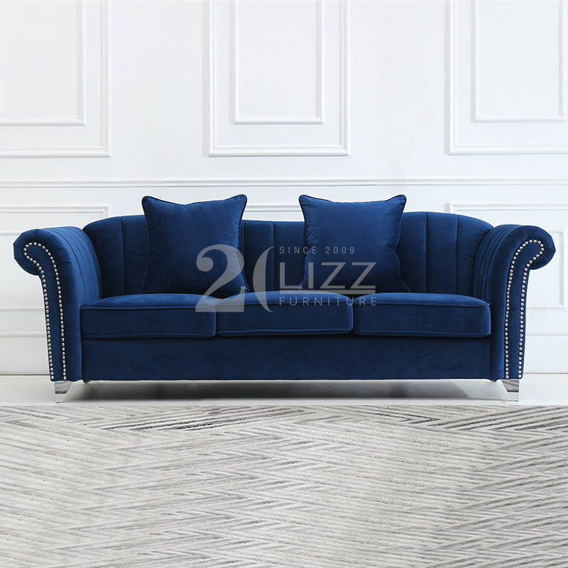 Wholesale Foshan Living Room Sectional Furniture 7 seater Sofa Loveseat Velvet Fabric Chaise Lounge