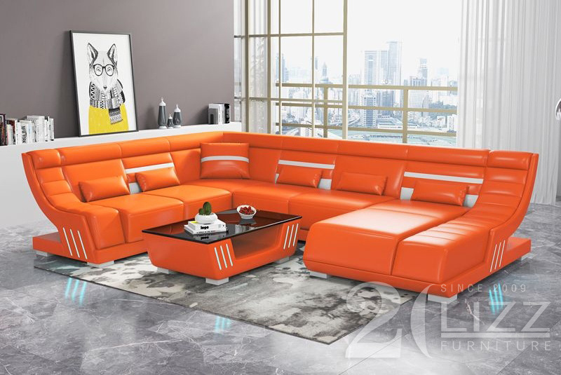 Wholesale Latest Design Couches Living Room Bonded Leather Sectional Sofa Set