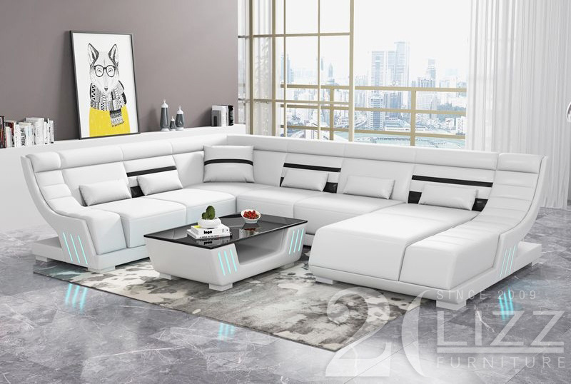 Wholesale Latest Design Couches Living Room Bonded Leather Sectional Sofa Set