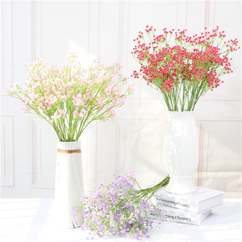 Artificial Baby Breath Flowers 6 Pcs/lot Gypsophila Faux Fake Baby Breath Bouquets for Wedding Party Floral Arrangements DIY