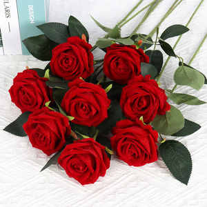 Artificial Rose Flowers Silk Red Rose Flower Artficiail Velvet Roses Stem For Home Wedding Decorative Party