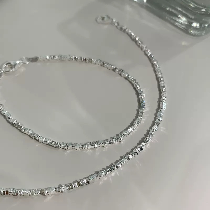 999 foot silver broken silver several two sterling silver bracelet female design ins wind geometric hand jewelry gift