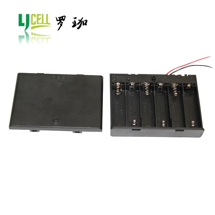 9v battery holder with wire leads cover, and switch/6AA battery box/6AA battery case