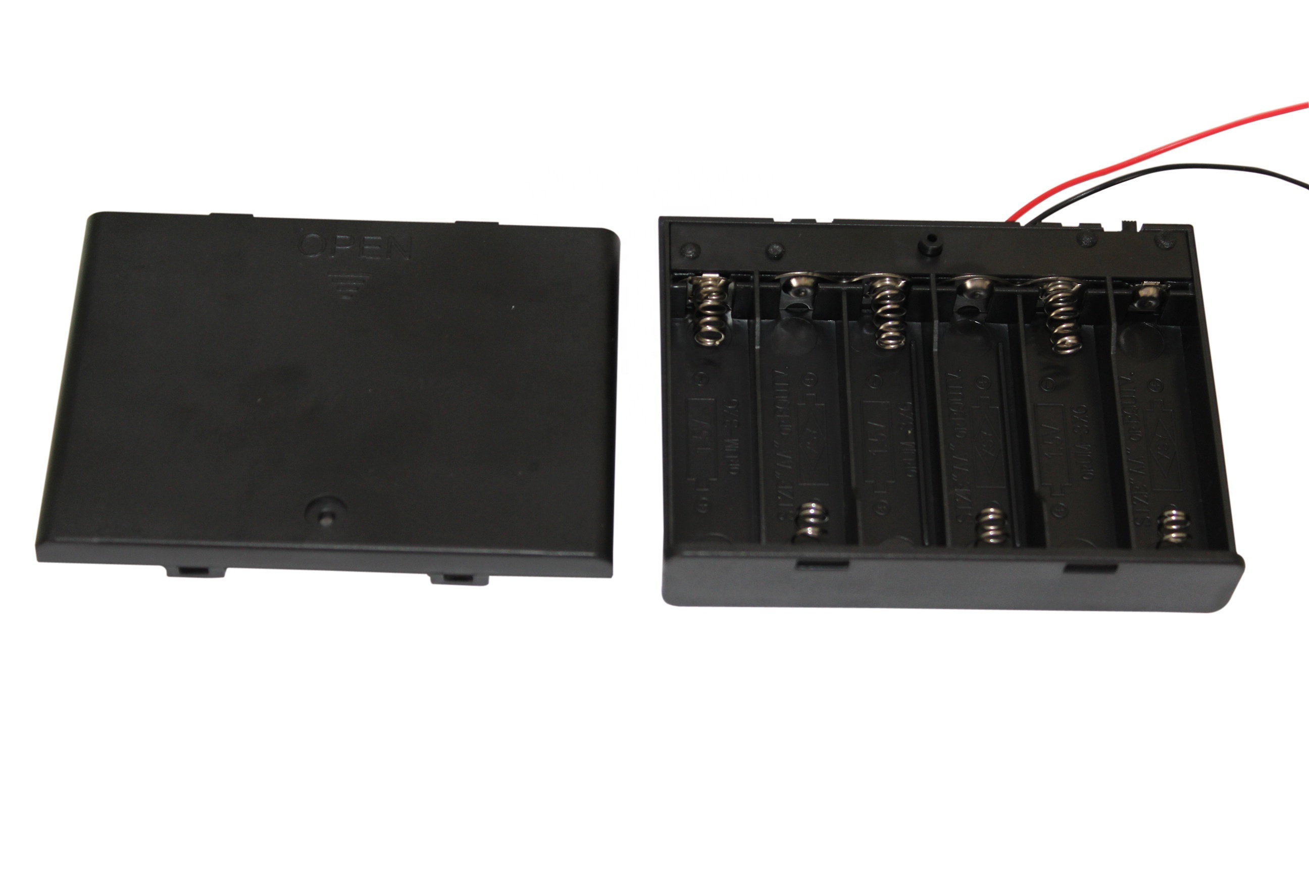 9v battery holder with wire leads cover, and switch/6AA battery box/6AA battery case