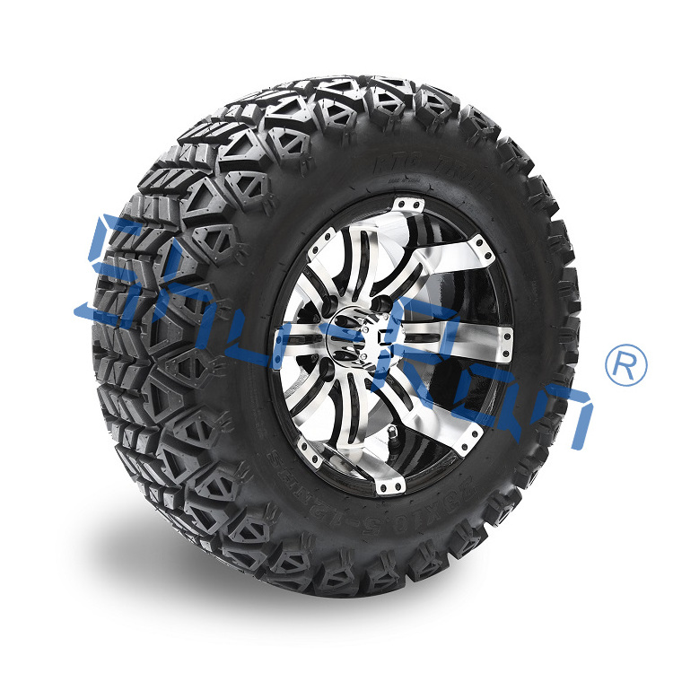 12 inch Customized Golf Cart Wheels and Tires Combo Aluminum Fit Club Car, Ymh, Ezgo 215/35-12 Low Profile Golf Cart Rims