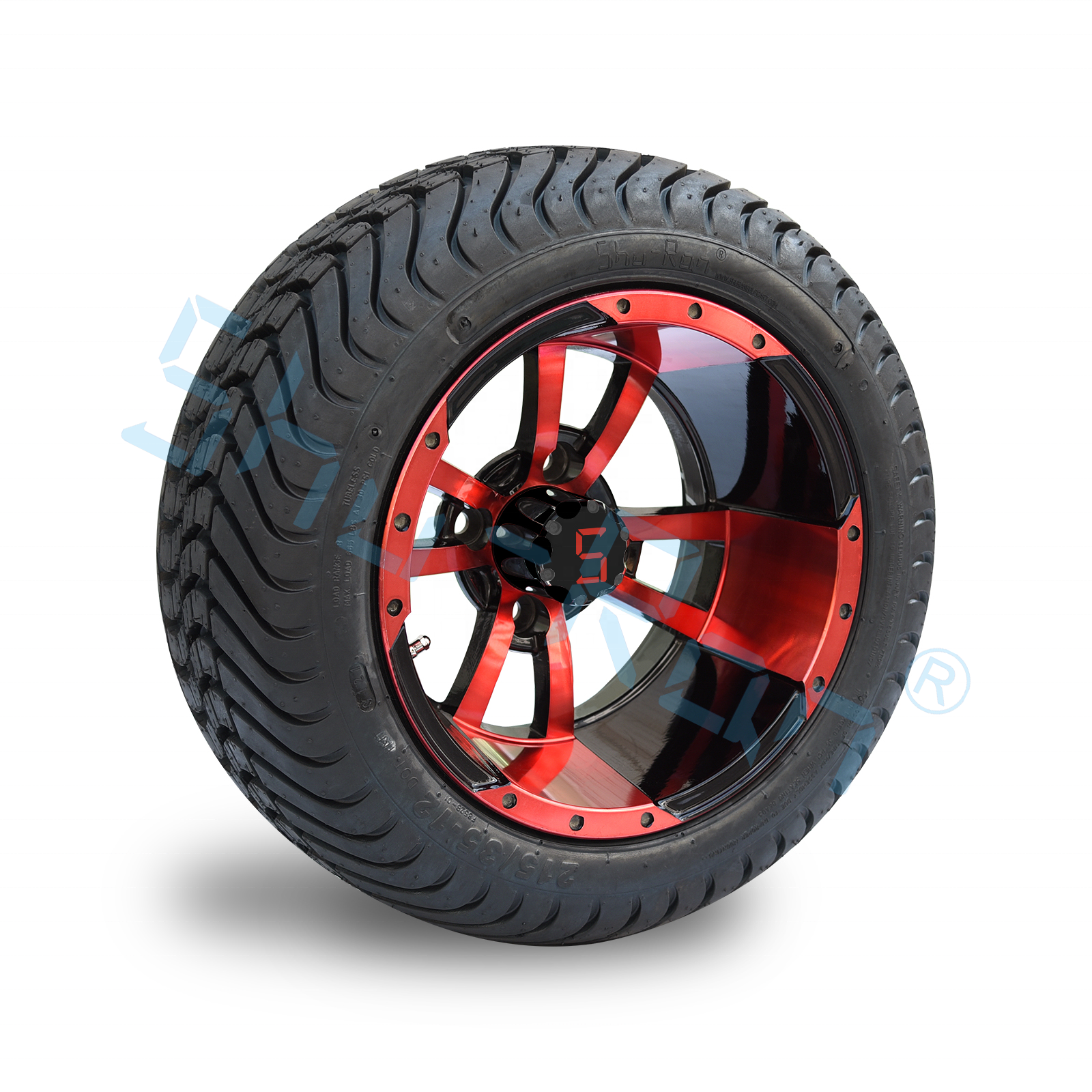 215/35-12 Golf Car Red Glossy Black Wheels Durable Tires for Golf Carts