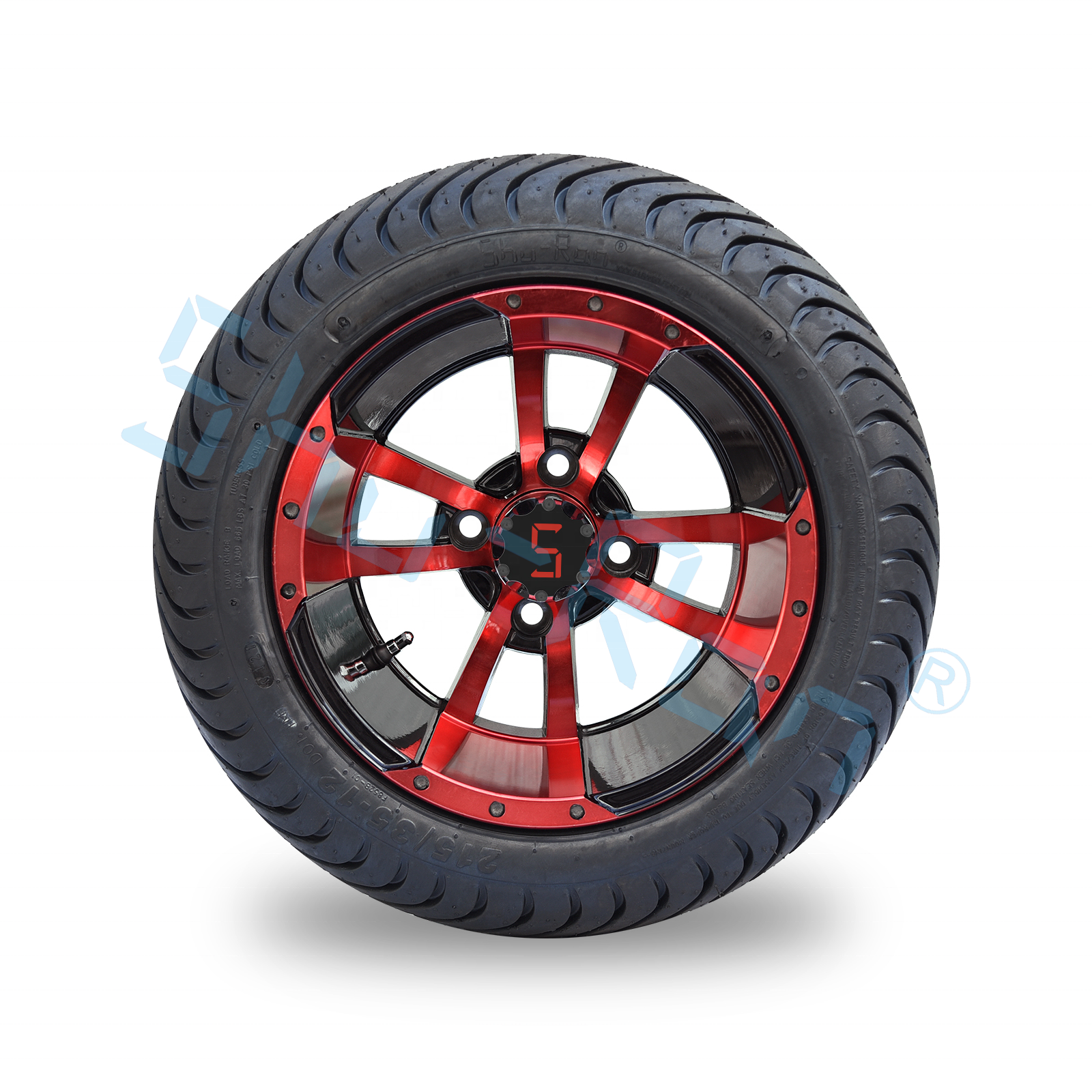 215/35-12 Golf Car Red Glossy Black Wheels Durable Tires for Golf Carts