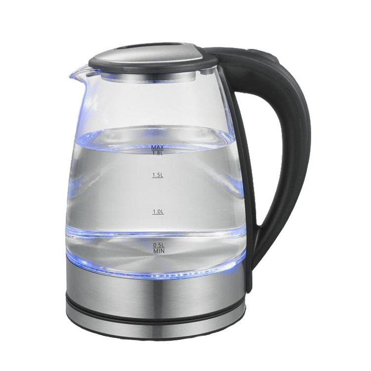 High Quality 360 Degree Rotational Base Glass Electric Kettle  Double Metal Controller 1.8l  Electric Kettle For  Home