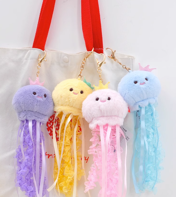 CE/ASTM 2024 Trending New Arrival Customized Jelly Fish Keychain Plush Toys Fluffy Jellyfish Bagchain Stuffed Plushies Toys