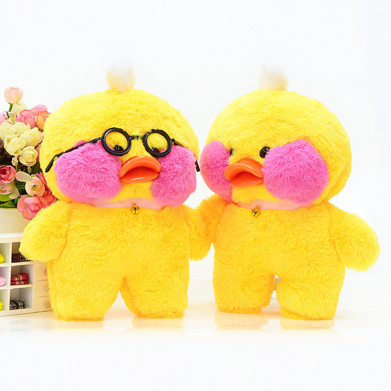 2024 Yellow Flush Duck Toy Wearing Funny Glasses Plush Toys Kawaii Ducks Fit In New Dressing Clothes Stuffed  Animal Toys