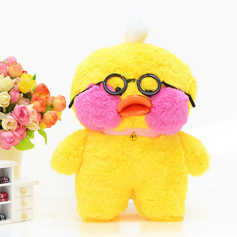 2024 Yellow Flush Duck Toy Wearing Funny Glasses Plush Toys Kawaii Ducks Fit In New Dressing Clothes Stuffed  Animal Toys