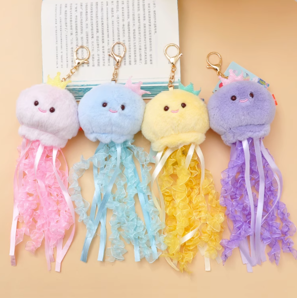 CE/ASTM 2024 Trending New Arrival Customized Jelly Fish Keychain Plush Toys Fluffy Jellyfish Bagchain Stuffed Plushies Toys