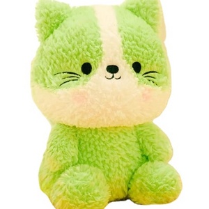 CE/ASTM OEM Wholesale Cartoon Plush Green Cat Cushion Customized Stuffed Kitty Office Cushion Decoration 2024 Trending Toys