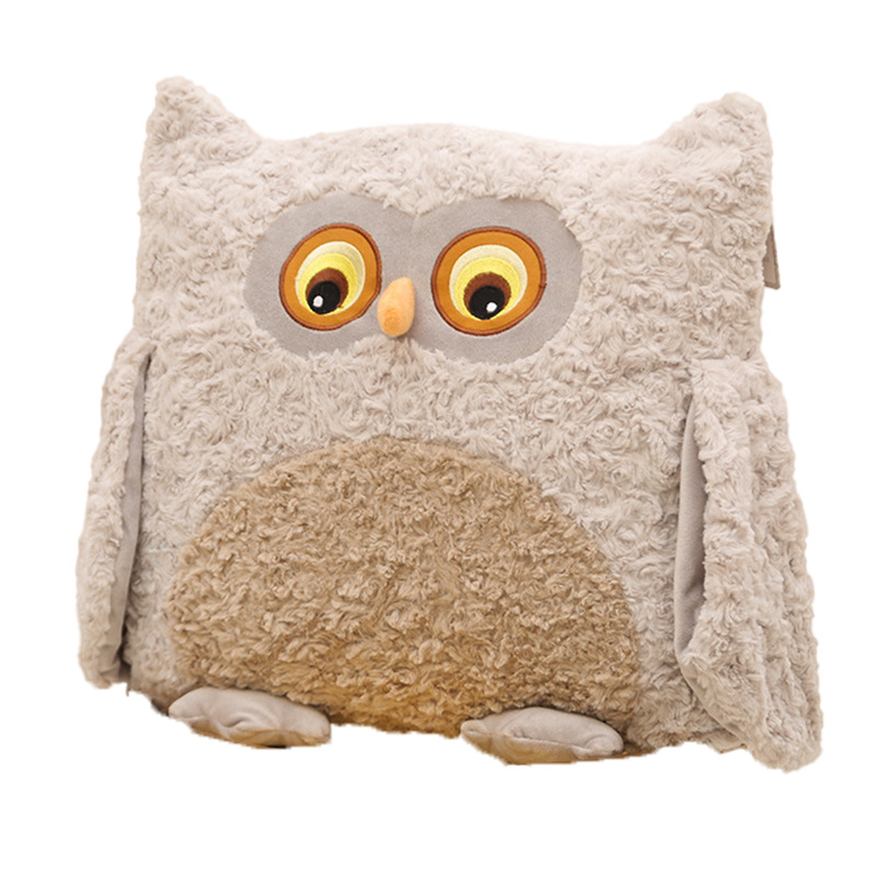 CE/ASTM OEM Wholesale Cartoon Owl Pillow & Blanket Set Plush Toys Customized Stuffed Owl For Office 2024 Trending Toys