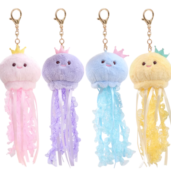 CE/ASTM 2024 Trending New Arrival Customized Jelly Fish Keychain Plush Toys Fluffy Jellyfish Bagchain Stuffed Plushies Toys