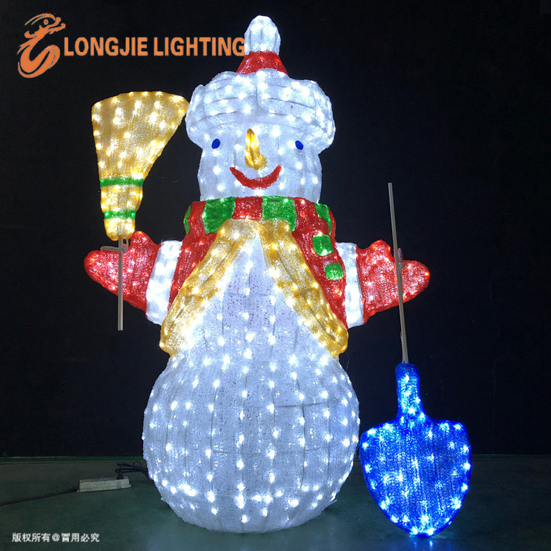 H:120 180CM 3d led motif lighted outdoor metal acrylic figurines christmas snowman