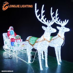 L:6M Nordic outdoor large led lighted reindeer sleigh luxury christmas decorations