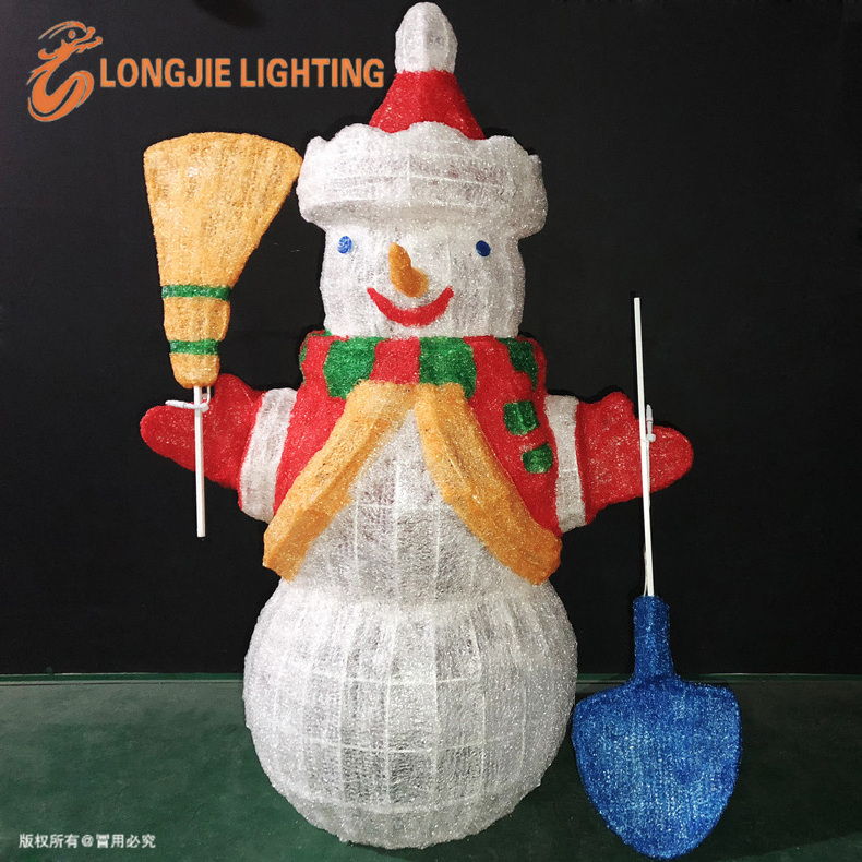 H:120 180CM 3d led motif lighted outdoor metal acrylic figurines christmas snowman