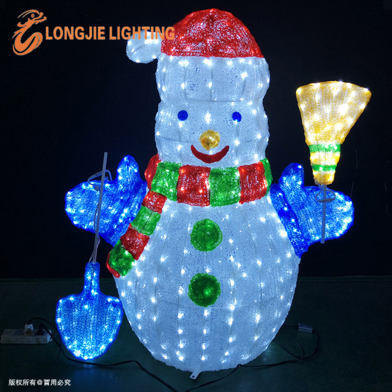 H:120 180CM 3d led motif lighted outdoor metal acrylic figurines christmas snowman