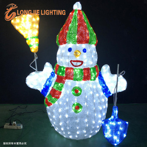 H:120 180CM 3d led motif lighted outdoor metal acrylic figurines christmas snowman