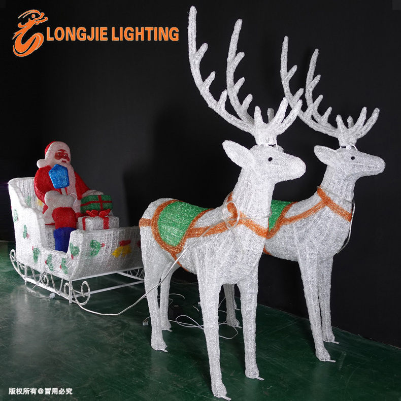 L:6M Nordic outdoor large led lighted reindeer sleigh luxury christmas decorations