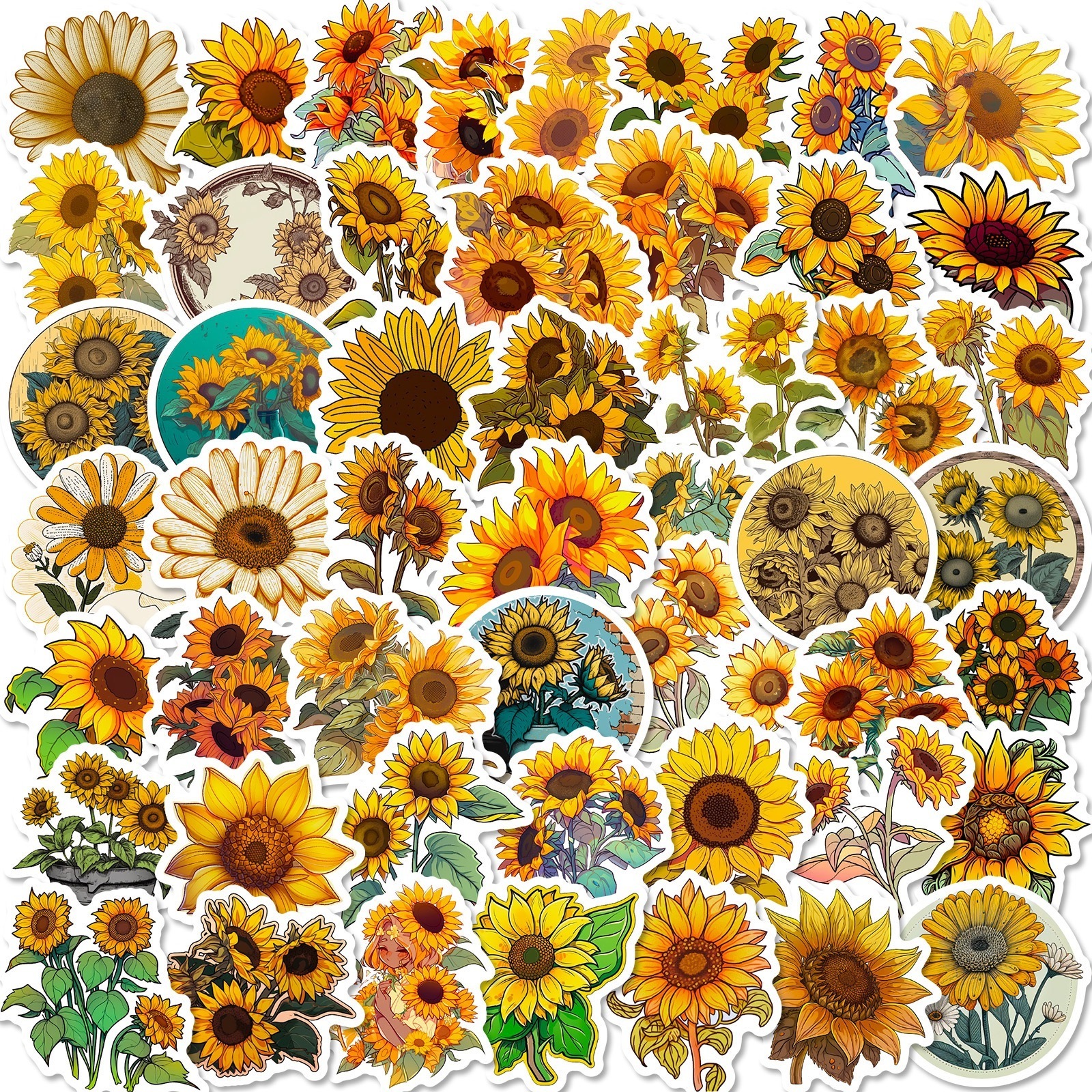 Sunflower stickers for children's stationery box decoration, pastoral style, creativity and beautification of sunflower stickers