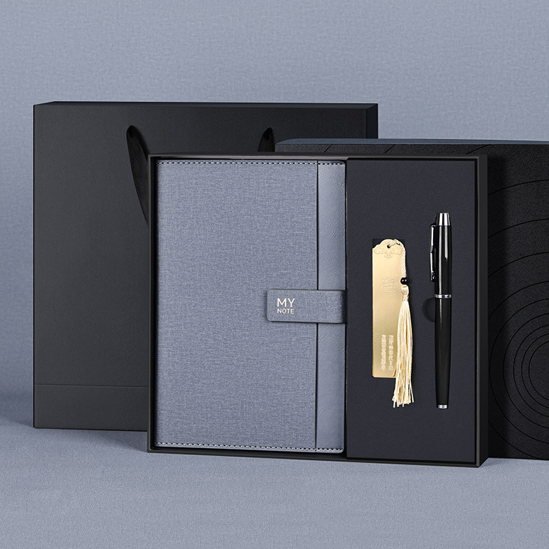 High end Business Gift Box Three piece Set A5 Notebook+Bookmark+Signature Pen Company Anniversary Gift