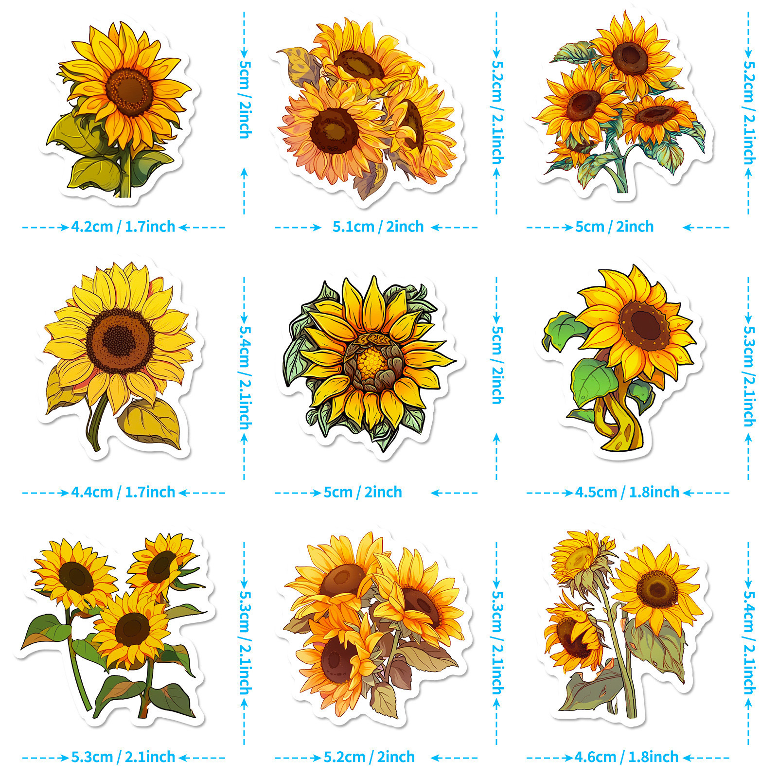 Sunflower stickers for children's stationery box decoration, pastoral style, creativity and beautification of sunflower stickers