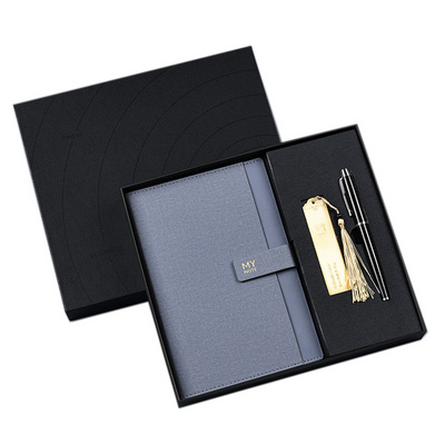 High end Business Gift Box Three piece Set A5 Notebook+Bookmark+Signature Pen Company Anniversary Gift