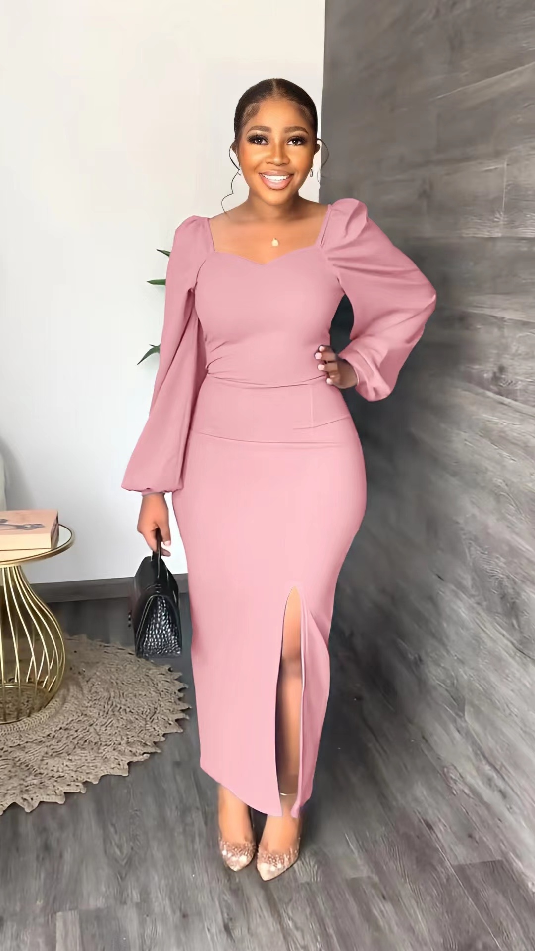 HS14-Chiffon Long Sleeve Bodycon Cocktail Dress 2022 New Elegant Women Dresses