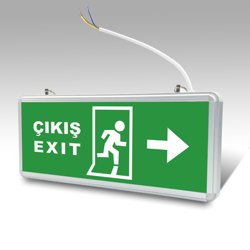 220V 240V rechargeable emergency exit light 3w wall mount led exit sign emergency light Turkey Salida Saida De Emergencia Luz