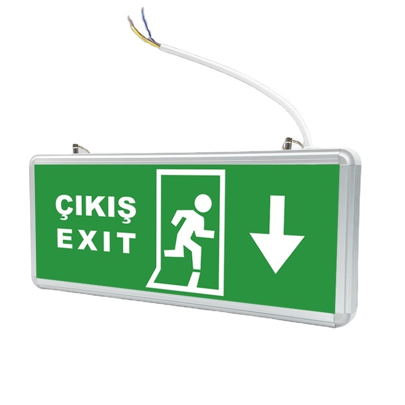 220V 240V rechargeable emergency exit light 3w wall mount led exit sign emergency light Turkey Salida Saida De Emergencia Luz